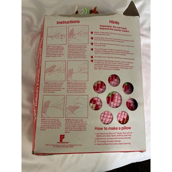 Strawberry Shortcake Latch Hook Pillow Kit 12"x12" Craft Master Vintage - Picture 4 of 7